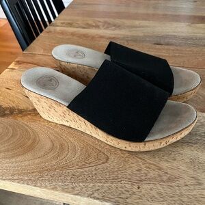 Black Cork Wedge Sandal